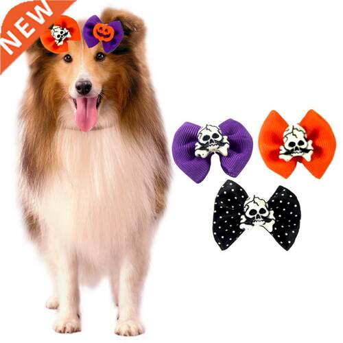 10pcs New Pet Bows Hair Headdress Halloween Pet Flower
