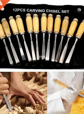 12Pcs Professonal Carvng Hand Chsel Tool Set Carpenters