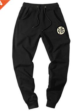 Casual Funny Print Mens Pants Cotton Autumn Winter Gray Men