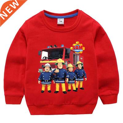 Boy Spring Sweatshirts Clothes Cartoon Fireman Sam Print Gir