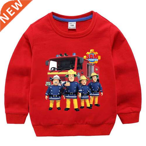 Boy Spring Sweatshirts Clothes Cartoon Fireman Sam Print Gir