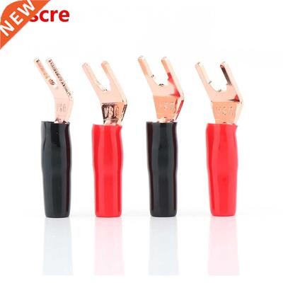 8pcs Rose plated Y Fork Speaker Spade /Amp cable connector