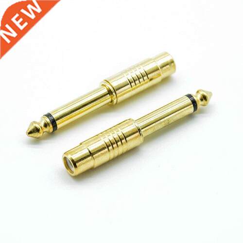 2pcs Gold plated 6.5mm stereo jack convert RCA socket adapt