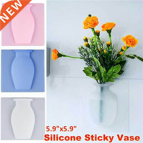 Silicone Sticky Vase Stick On The Wall Flower Pot Flower