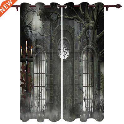 Gate Mystery Dark Halloween Horror Forest Wndow Curtans