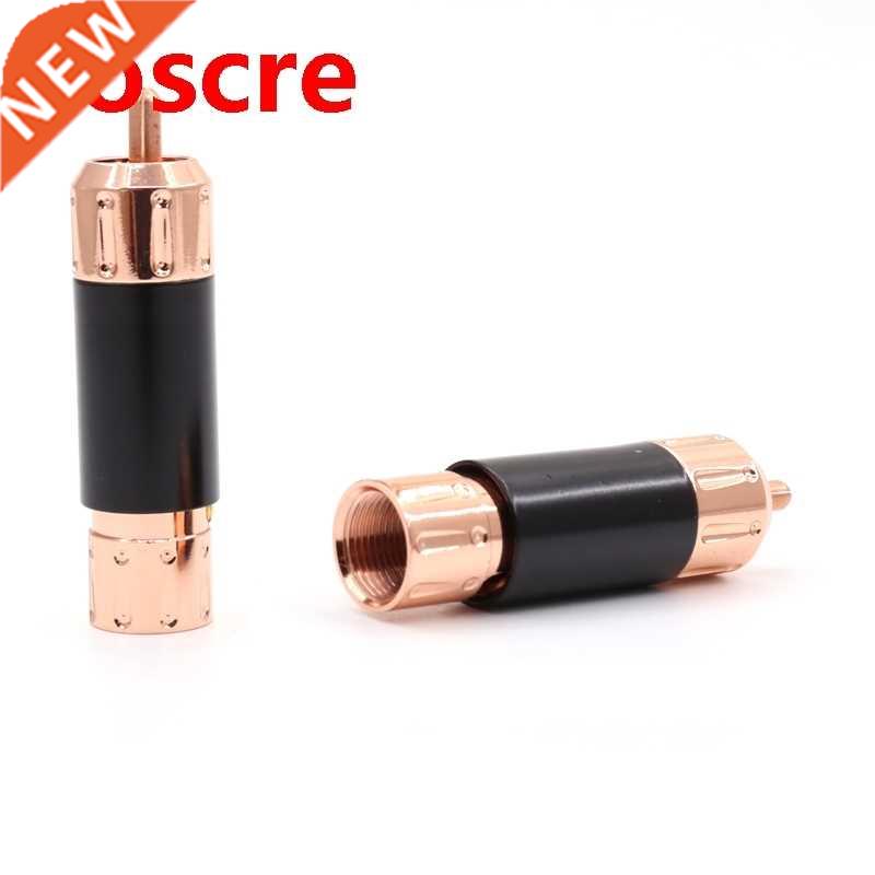 4pcs Red Copper Plated Solder RCA Connector Plug Phono HIFI