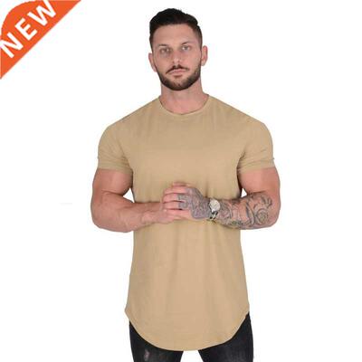 Gym T-shirt Men Short sleeve Cotton T-shirt Casual blank Sli