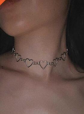 Hollow Korean Sweet Love Heart Choker Necklace Statement Gir