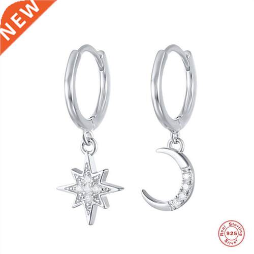 Prevent Allergy 925 Sterling Silver Asymmetrical St Moon E