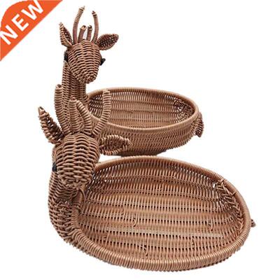 Rattan Woven Fruit Basket, Imitation Deer Bread Basket