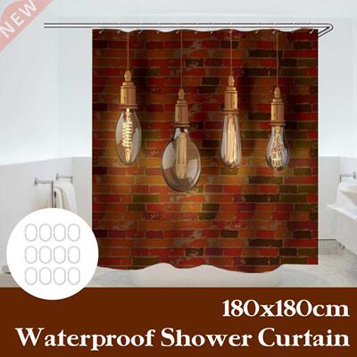 3D Valance Curtain Red rick Wall String Lp Pattern Water