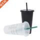 Straw Cup Change Black Coffee Color White Lid 710ml With