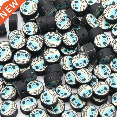 20/50/100pcs Cartoon Mummies Round Clay Spacer Beads Polymer