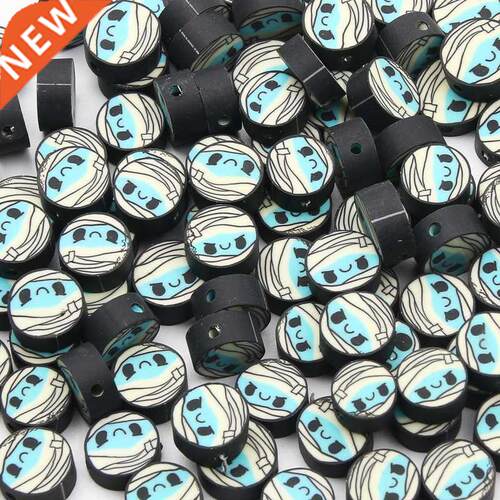 20/50/100pcs Cartoon Mummies Round Clay Spacer Beads Polymer