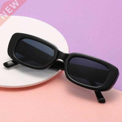 Vintage Black Square Sunglasses Woman Luxury Brand Small Rec