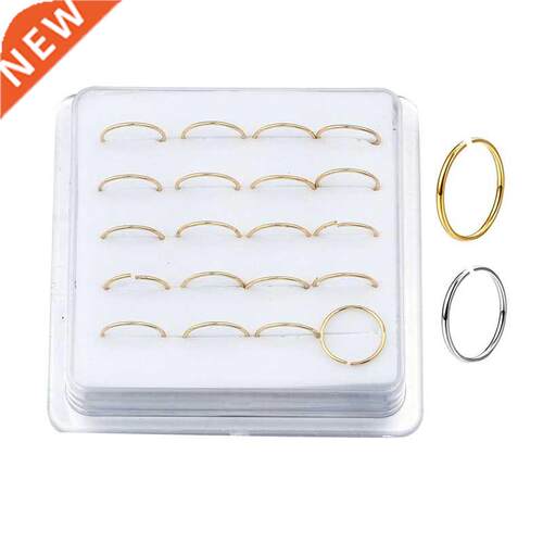 20pcs Silver Color Nose Ring Hoop - 24 Gauge Snug Nose Hoop