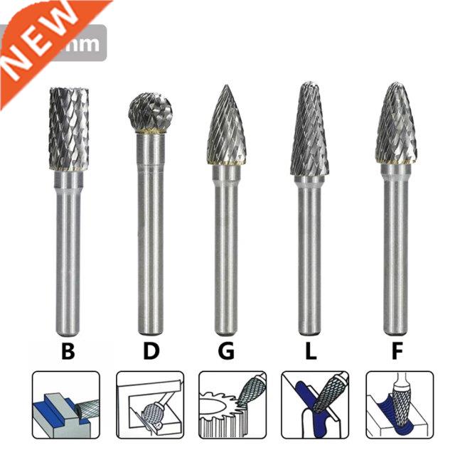 5Pcs 1/4 Inch 6mm Head Cemented Carbide Rotary Point Burr Mi
