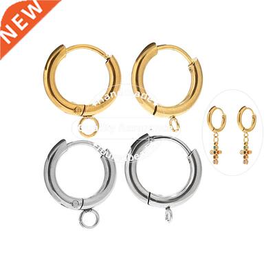 10pcs ainless eel Gold Huggie Earring Hooks with Loop Ro