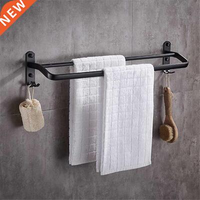 50cm Black Double Bar Towel Rack Wall Mount Space Aluminum