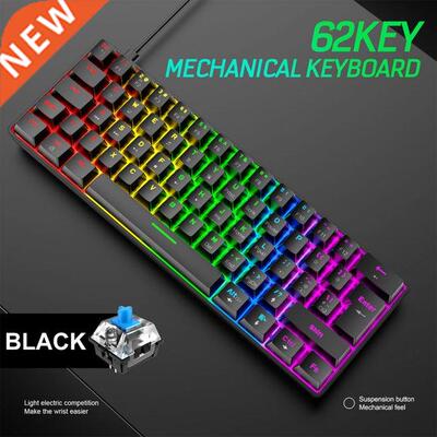 VODOOL T60 Mechanical Gaming Keyboard Blue Switch 62Keys USB
