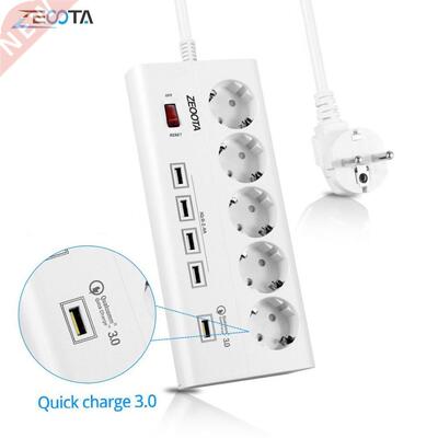 Power Strip 5 E Outlets Socket with SB QC 3.0 Quick Charge