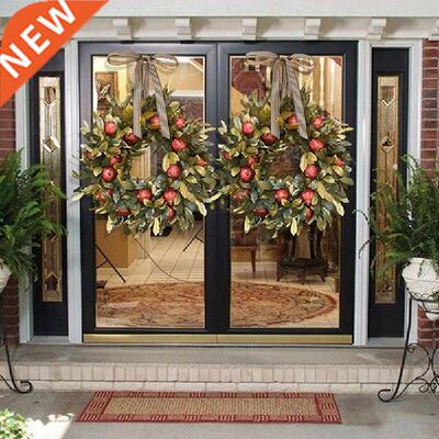 Pomegranate Wreath Artificial Leaves Handmade Bow Fall