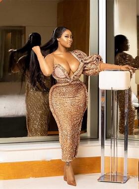 2021 New Designer Aso Ebi Evening Dresses Ankle Length Merma