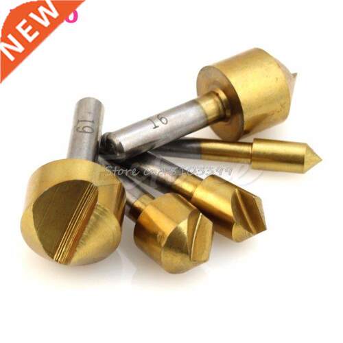 New 5Pcs Titanium Countersink Steel 90 Degree Flute Chamfer