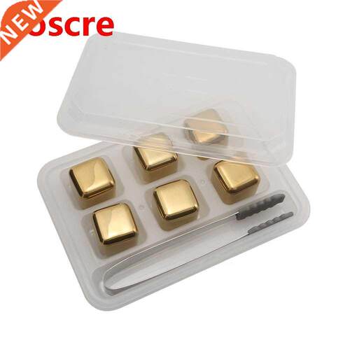 Reusable Golden Whiskey Stones Ice Cubes Chilling Rocks Whis