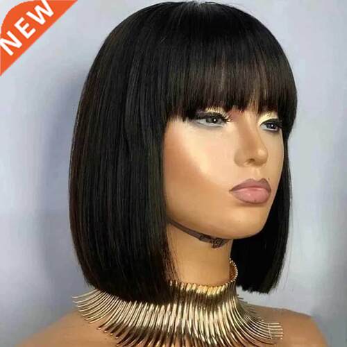 Fringe Wig Human Hair Short Bob Wig Eruopean Straight Human