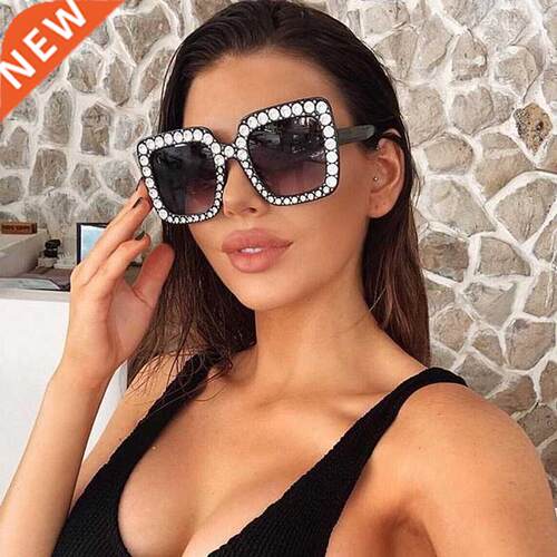 New Brand Designer Square Oversize Sunglasses Woman Black Vi