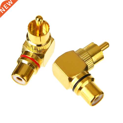 2Pcs/lot Brass RCA Phono Right Angle Male to Female Gold Pla