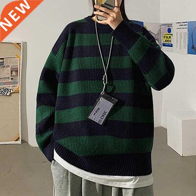 Autumn Winter Striped Knitted Sweater Women Casual Oversized