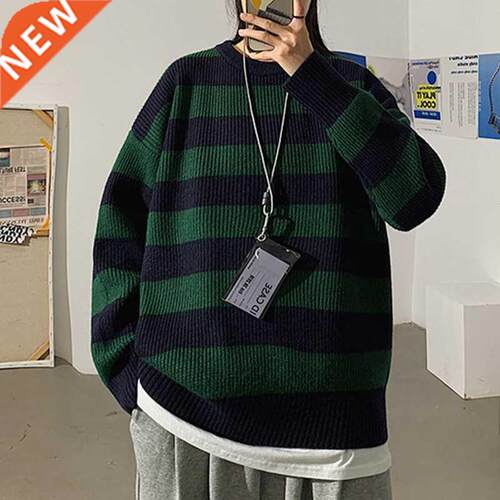 Autumn Winter Striped Knitted Sweater Women Casual Oversized