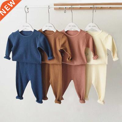 Kids Pajamas Children Sleepwear Long Sleeve Casual Solid Lon