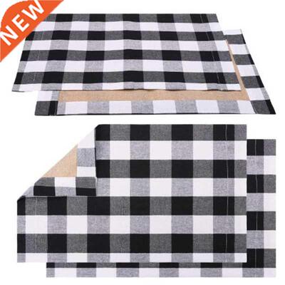4 Pcs Black White Plaid Placemat Table Mat Tableware Plate P