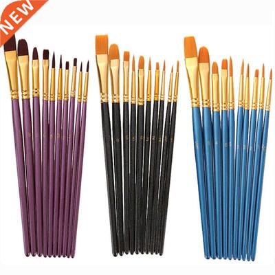 Artist Paint Brush Set 10Pcs High Quality Nylon Hair Wood Bl