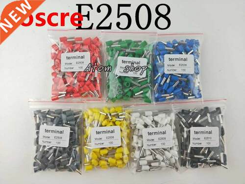 100pcs E2508 2.5mm2 INSULATED BOOTLACE FERRULE TERMINALS (Bl