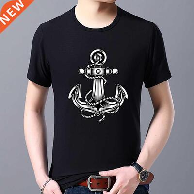 Men's Summer Set nd T-shirt Pirate Anchor Print T-shirt Casu