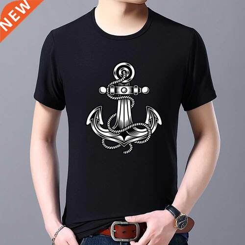 Men's Summer Set nd T-shirt Pirate Anchor Print T-shirt Casu