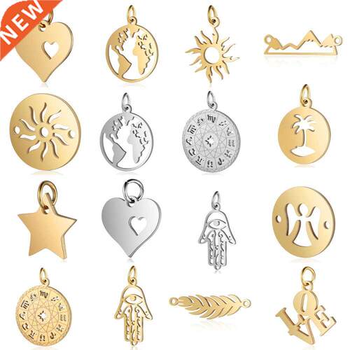 5pcs/lot diy palm pineapple stainless steel charm pendant wh