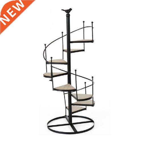 Nordic Modern Vintage Iron Planter Rack Swirl Stairs 8 Tier