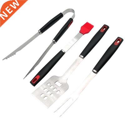4pcs Barbecue Grill Tool Set Tong Brush Fork Spatula Picnic