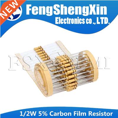 100pcs 1/2w 0.5W 5% Carbon Film Resistor 1R~1M 2.2R 10R 22R