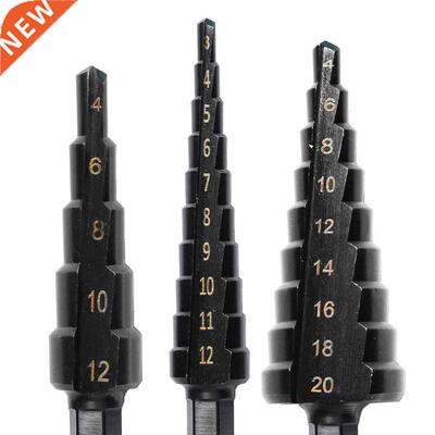 3PCS Step Drill Bit 3-12mm 4-12mm 4-20mm HSS Straight Groove