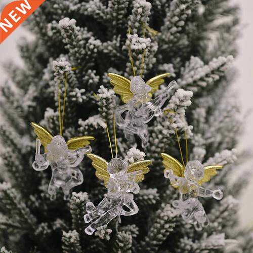 4pcs Crystal Angel Pendant Christmas Tree Decor Drop Ornats