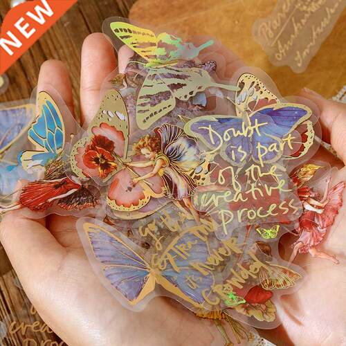 0 pcs Bronzing Decorative Stickers aesthetic Butterfly Adhe