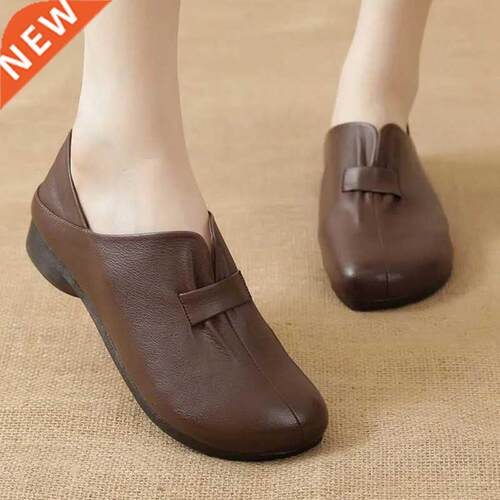 Women Loafers Spring Pu Leather Comfort Flat Mother Shoes Sl
