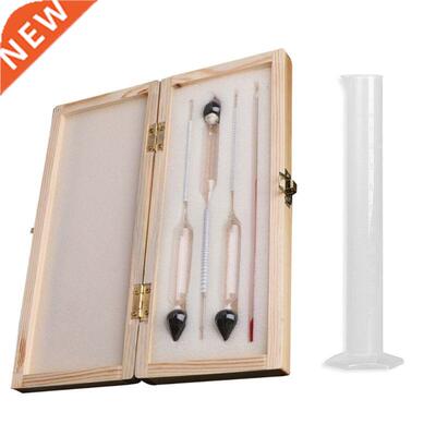 Hydrometer Tester measuring bottle wooden box Set Tools Alco