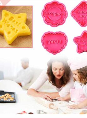 4Pcs Cookie Cutters Molds with Good Wishes Pastry Tools